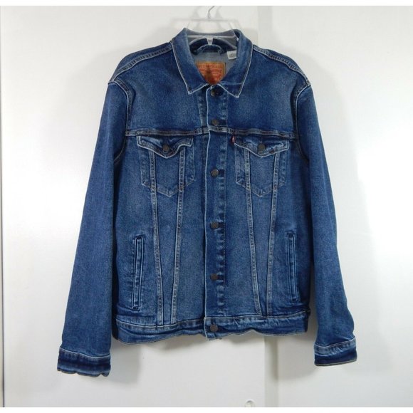LEVI'S STRAUSS LEVIS jean jacket trucker canvas denim classic biker blue LARGE